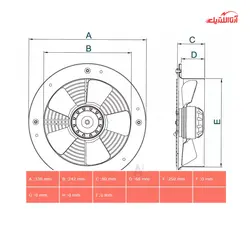 هواکش صنعتی نمره 25 دمنده مدل آکسیال طرح آلمان VIF-25V2S