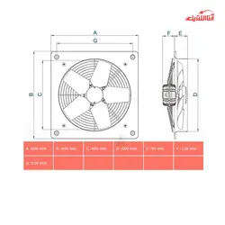 هواکش صنعتی نمره 50 دمنده مدل پروانه استیل VIS-50D4S