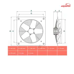 هواکش صنعتی نمره 40 دمنده مدل پروانه استیل VIS-40D4S