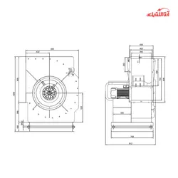 سانتریفیوژ سه فاز یک‌طرفه بکوارد نمره 63 دمنده مدل BIB-63/19-KN140-4T