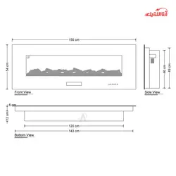 شومینه برقی با قابلیت پخش صدا مدرن اچ بی مدل HB-ID6838-150-Audio