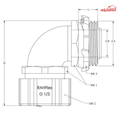 گلند آب بندی 90 درجه سایز 13 رهورد خراسان مدل LT-B90