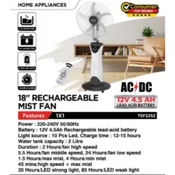 پنکه شارژی تلیونیکس مدل 2252