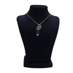 ست کاپلی گردنبند سنگ منشور مشکی و کریستال CS-1133 - کاپل شاپ