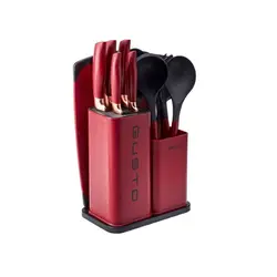 سرویس چاقو و تخته برش 12 پارچه کاراجا Gusto زرشکی