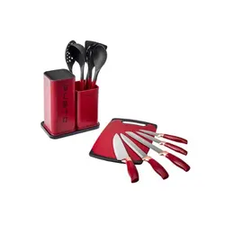 سرویس چاقو و تخته برش 12 پارچه کاراجا Gusto زرشکی
