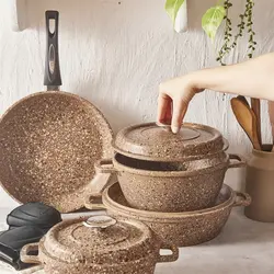 سرویس قابلمه چدن 7 پارچه کاراجا Marlon Biogranit قهوه ای