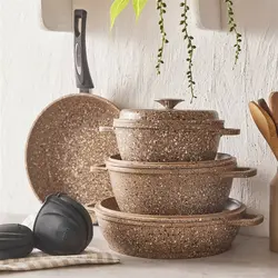 سرویس قابلمه چدن 7 پارچه کاراجا Marlon Biogranit قهوه ای