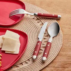 سرویس قاشق و چنگال دسرخوری 18 پارچه کاراجا Alina قرمز