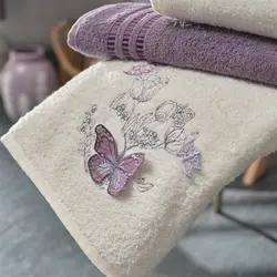 ست حوله تن پوش 6 تکه کاراجاهوم Butterfly 3D بنفش/سفید
