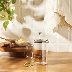 فرنچ پرس امسان Double Glass نقره ای 600 میلی