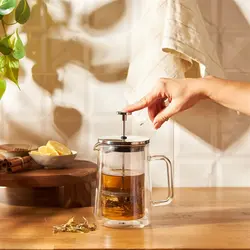 فرنچ پرس امسان Double Glass نقره ای 600 میلی