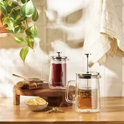 فرنچ پرس امسان Double Glass نقره ای 600 میلی