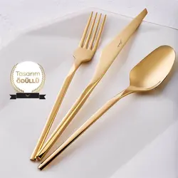سرویس قاشق و چنگال 84 پارچه ۱۲ نفره ژومبو 5100 طلایی همراه با جعبه
