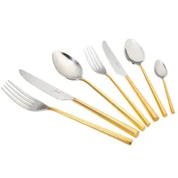 سرویس قاشق و چنگال 84 پارچه ۱۲ نفره ژومبو 1001 طلایی همراه با جعبه