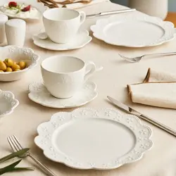 سرویس صبحانه خوری 32 پارچه 6 نفره استانبول پرسلن Akay سفید