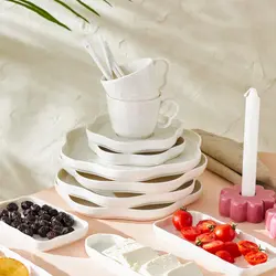 سرویس صبحانه خوری 30 پارچه ۶ نفره امسان Florist سفید