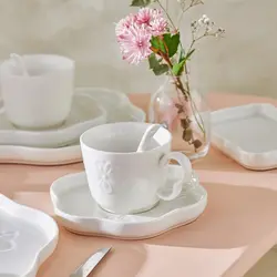 سرویس صبحانه خوری 30 پارچه ۶ نفره امسان Florist سفید