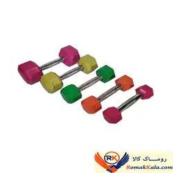 دمبل شش ضلعی رنگی وزن 4 کیلوگرم بسته 2 عددی