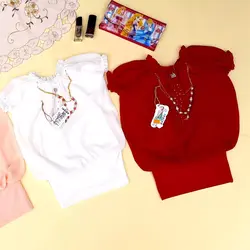 شومیز( بلوز) مجلسی دخترانه حریر آستین کوتاه با آستر نخی