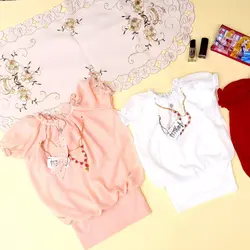 شومیز( بلوز) مجلسی دخترانه حریر آستین کوتاه با آستر نخی