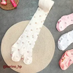 جوراب شلواری بچه گانه طرح قلب چهار فصل نخی نسبتا ضخیم