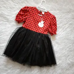 لباس دخترانه یلدایی سارافن دامن خالدار در دو طرح بالاتنه قرمز و بالاتنه سرمه ای