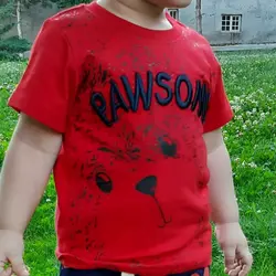 ست تابستانه تیشرت شلوارک پسرانه نخی powsome رنگ قرمز، زرد و آبی