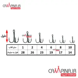 قلاب سه شاخه روکش کروم سایز 6