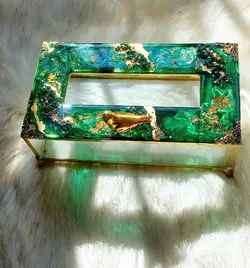 جای دستمال و سطل و جای تیبگ شیشه ایی رزینی