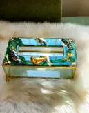 جای دستمال و سطل و جای تیبگ شیشه ایی رزینی