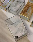 جای دستمال و سطل و جای تیبگ شیشه ایی رزینی