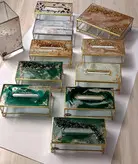 جای دستمال و سطل و جای تیبگ شیشه ایی رزینی