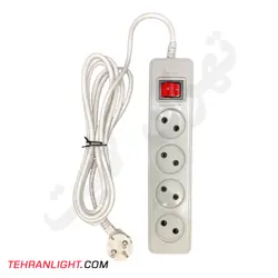 چند راهی برق چهارخانه بدون ارت 5 متری مدل شهاب کد 653 پارت الکتریک