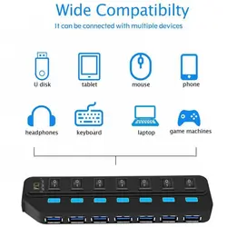 هاب هفت پورت USB 3.0 فرانت مدل FN-U3H701S به همراه کلید و آداپتور