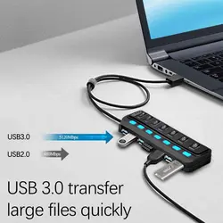 هاب هفت پورت USB 3.0 فرانت مدل FN-U3H701S به همراه کلید و آداپتور