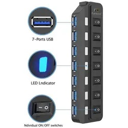 هاب هفت پورت USB 3.0 فرانت مدل FN-U3H701S به همراه کلید و آداپتور