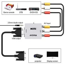 تبدیل AV به VGA وی نت مدل MINI با کابل صدا