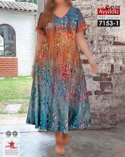 پیراهن ساحلی زنانه سایز بزرگ کد 7153