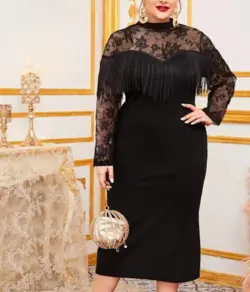 پیراهن مجلسی زنانه سایز بزرگ مدل ریشه دار