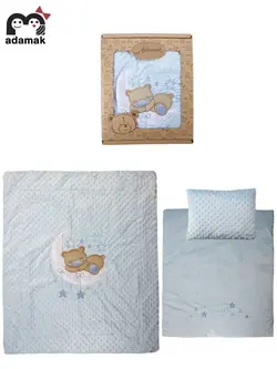 سرویس خواب مخمل نوزادی آدمک طرح خرس و ماه