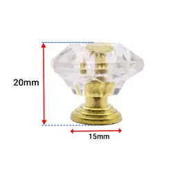 دستگیره تزیینی طرح کریستال پشت طلایی قطر 20 میلی‌متر