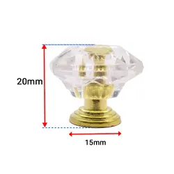 دستگیره تزیینی طرح کریستال پشت طلایی قطر 25 میلی‌متر