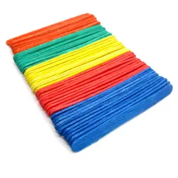 چوب بستنی خانه سازی رنگی طول 11.5 سانتی‌متر عرض 10 میلی‌متر بسته 52 عددی