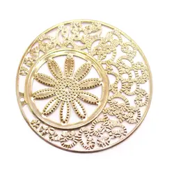 توری آنتیک گرد طرح گل طلایی قطر 60 میلی‌متر
