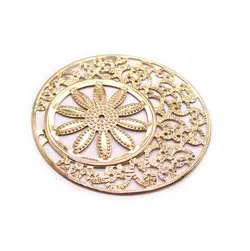 توری آنتیک گرد طرح گل طلایی قطر 60 میلی‌متر