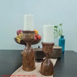 شمعدان چوبی طرح آلاله مجموعه 2 عددی