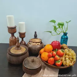 شمعدان چوبی طرح آلاله مجموعه 2 عددی