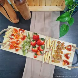 سینی چوبی دسته کنفی 54 در 19 سانتی‌متر