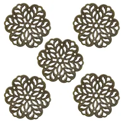 توری آنتیک تزیینی قطر 50 میلی متر زیتونی بسته 5 عددی